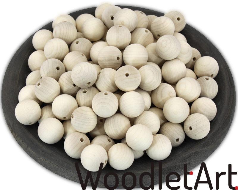 Drewniany koralik 30mm z otworem na wylot